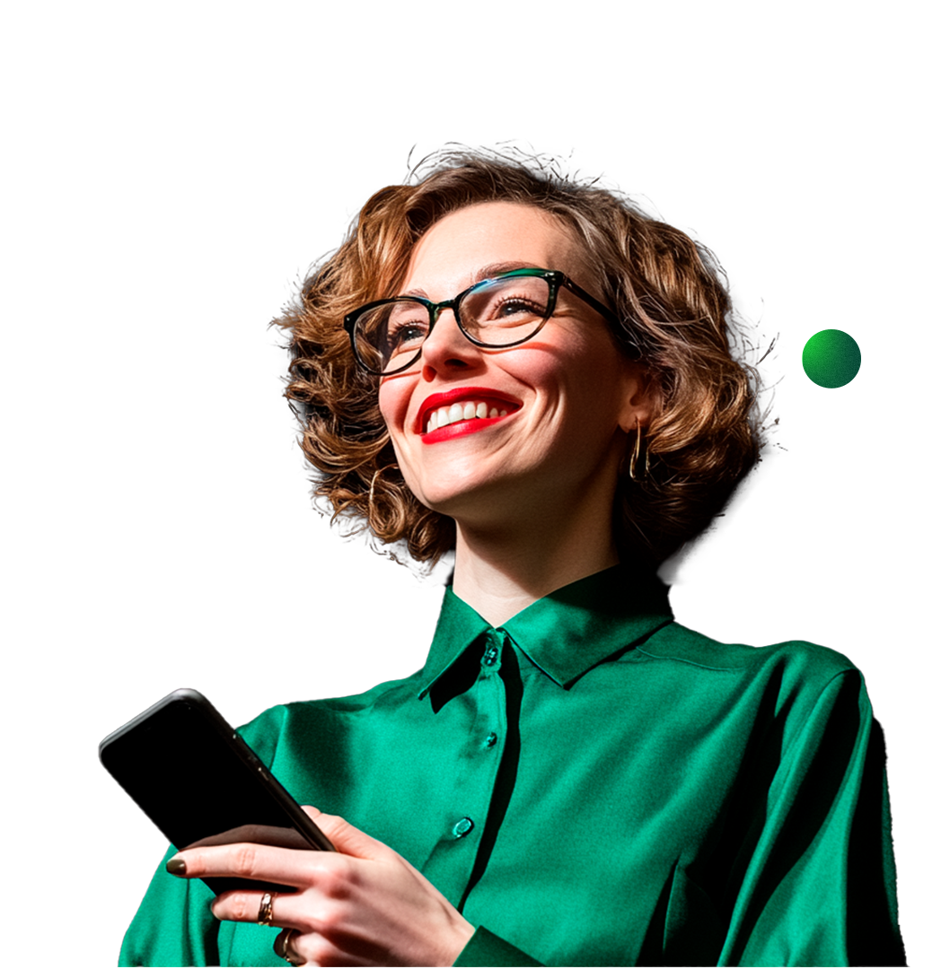 Modelo segurando celular