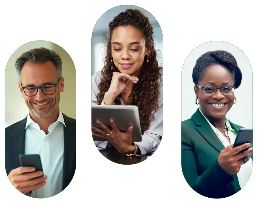 Pessoas segurando disp. moveis